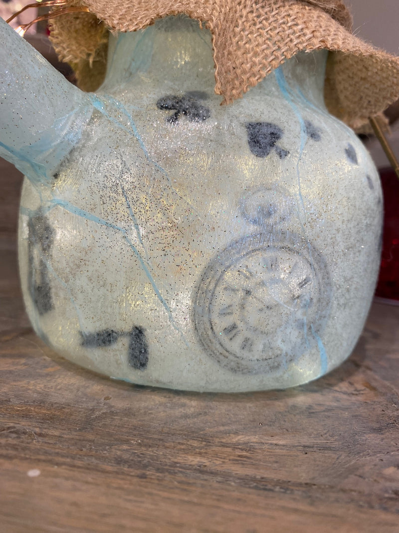 Lanterne artisanale Théière - Alice au Pays des Merveilles BLEUE