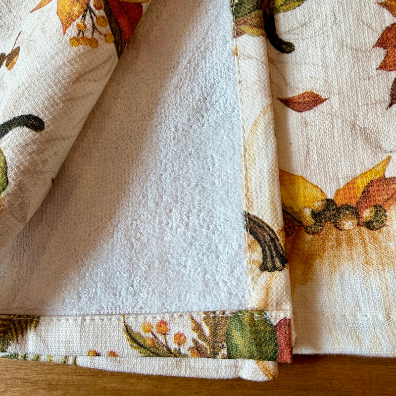 Torchon essuie-mains en coton à motifs de citrouilles, déco d'automne et Halloween