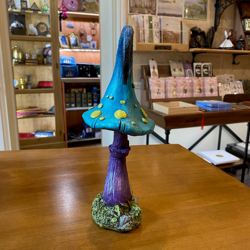 Champignon décoratif féerique – Turquoise et violet – Hauteur 24 cm