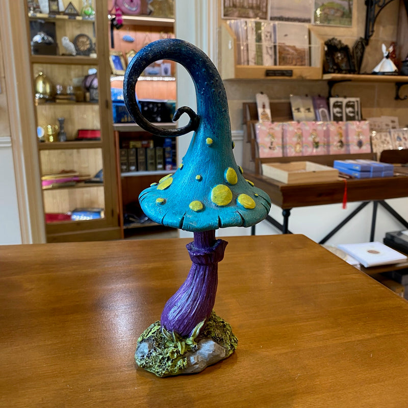 Champignon décoratif féerique – Turquoise et violet – Hauteur 24 cm