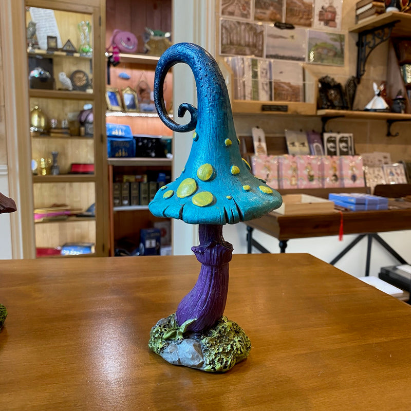 Champignon décoratif féerique – Turquoise et violet – Hauteur 24 cm