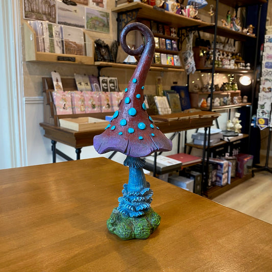 Champignon décoratif féerique – Rouge, violet et turquoise – Hauteur 24 cm