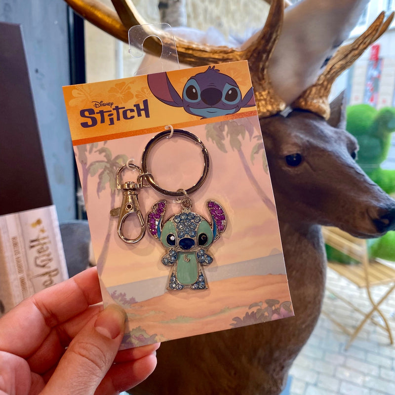 Porte-clés Stitch en métal argenté avec strass – Disney Lilo & Stitch
