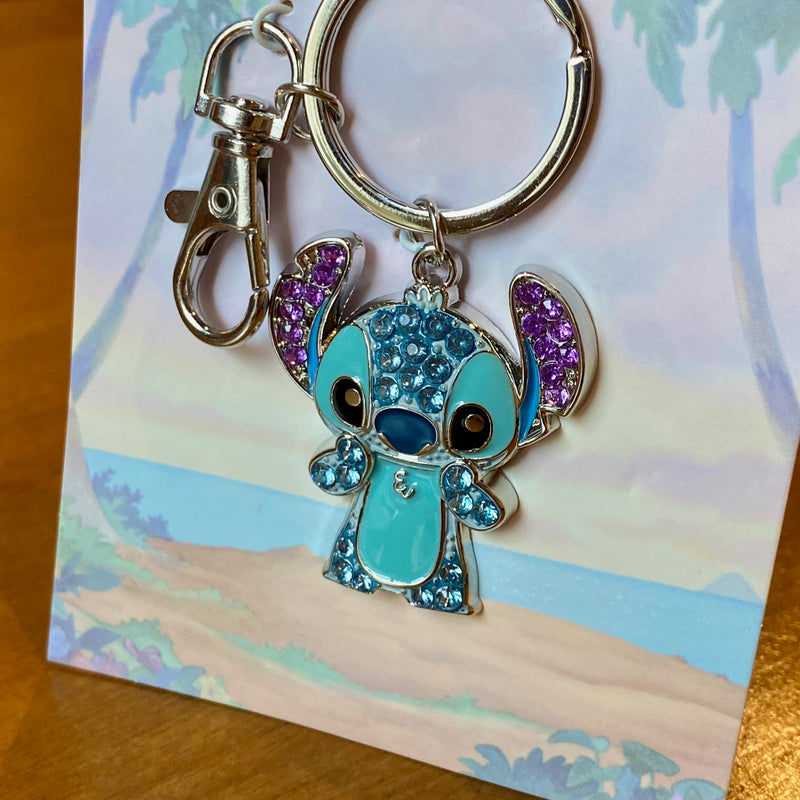 Porte-clés Stitch en métal argenté avec strass – Disney Lilo & Stitch