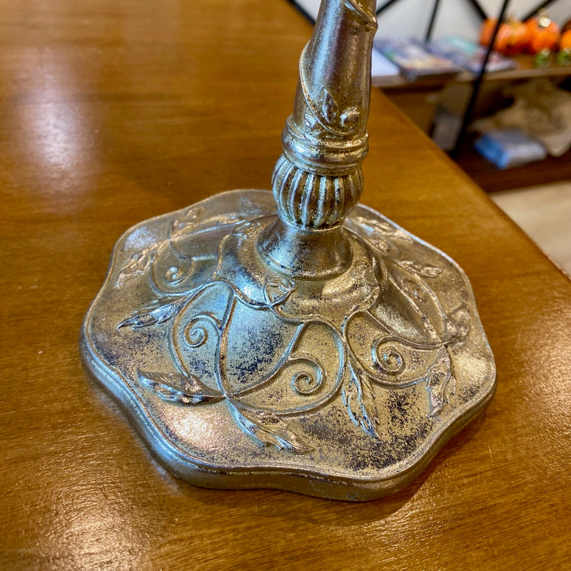 Miroir sur pied style baroque argenté doré