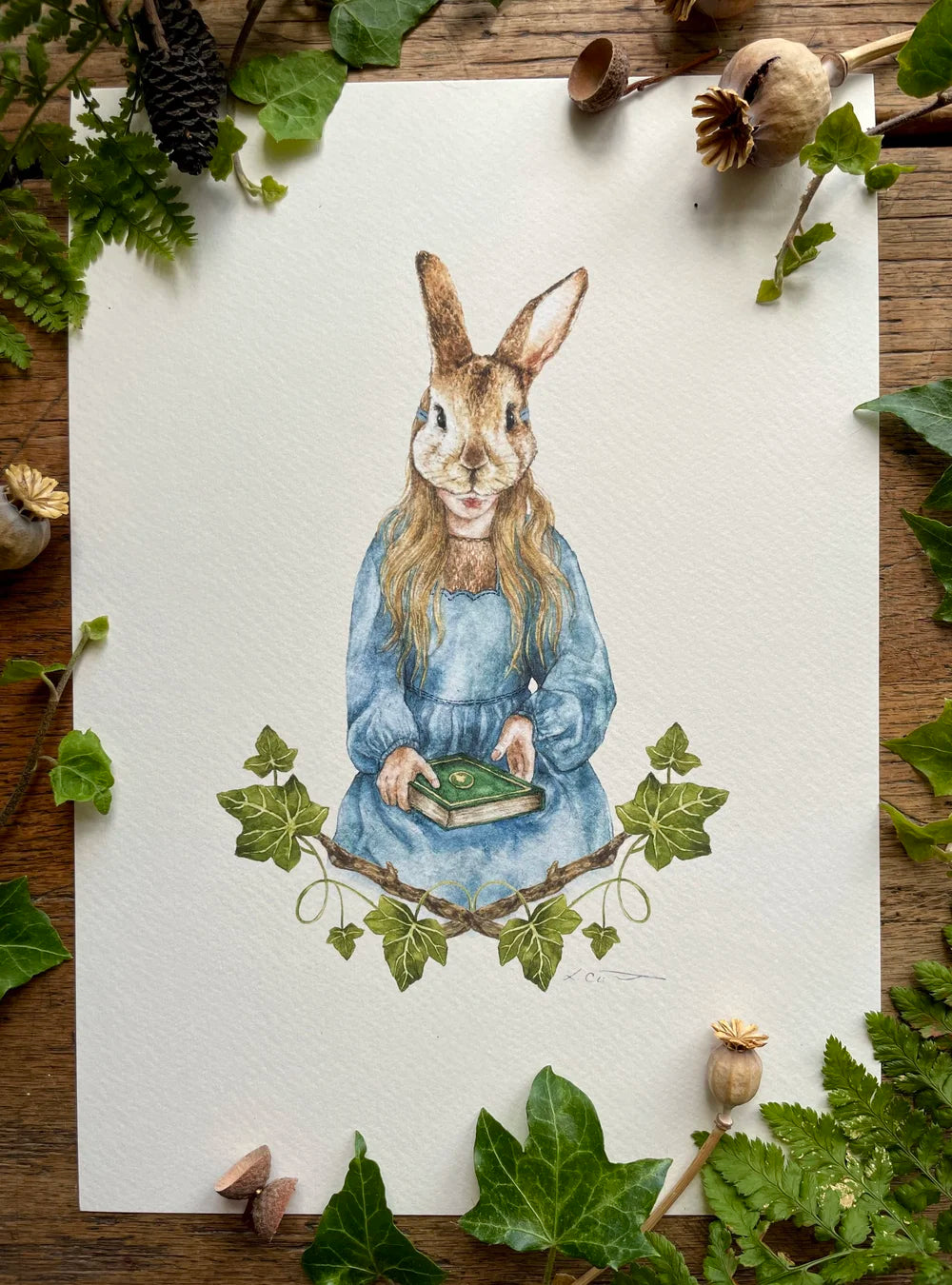 Illustration Jeune fille au masque de Lièvre - Art poétique et imaginaire forestier