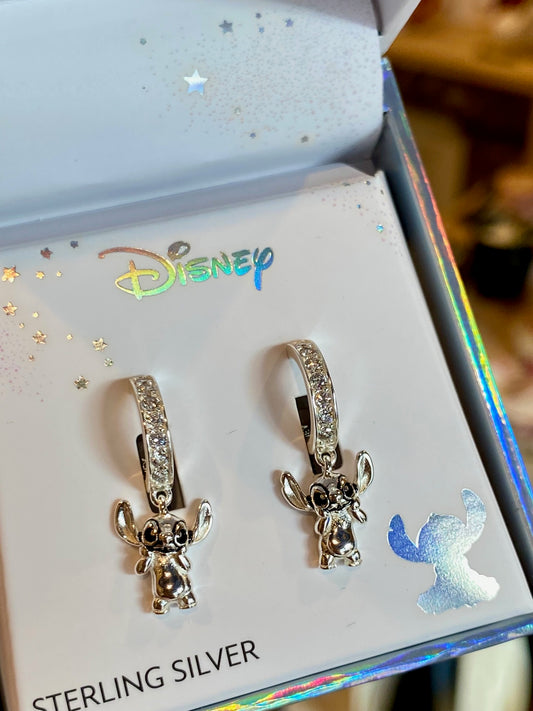 Boucles d’Oreilles Disney Stitch en Argent Massif – Demi-Créoles