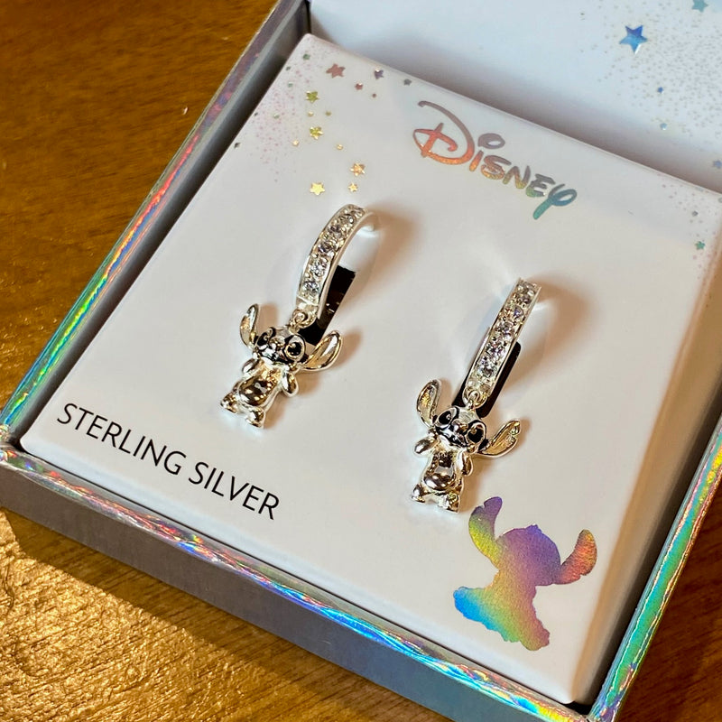 Boucles d’Oreilles Disney Stitch en Argent Massif – Demi-Créoles