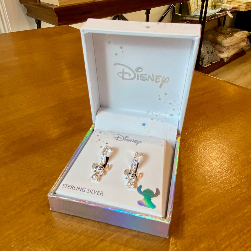 Boucles d’Oreilles Disney Stitch en Argent Massif – Demi-Créoles