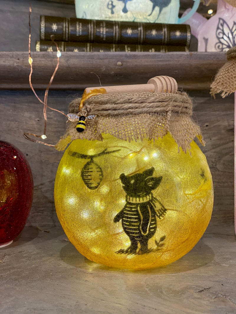 Lanterne artisanale en verre – Inspirée de Winnie et son pot de miel