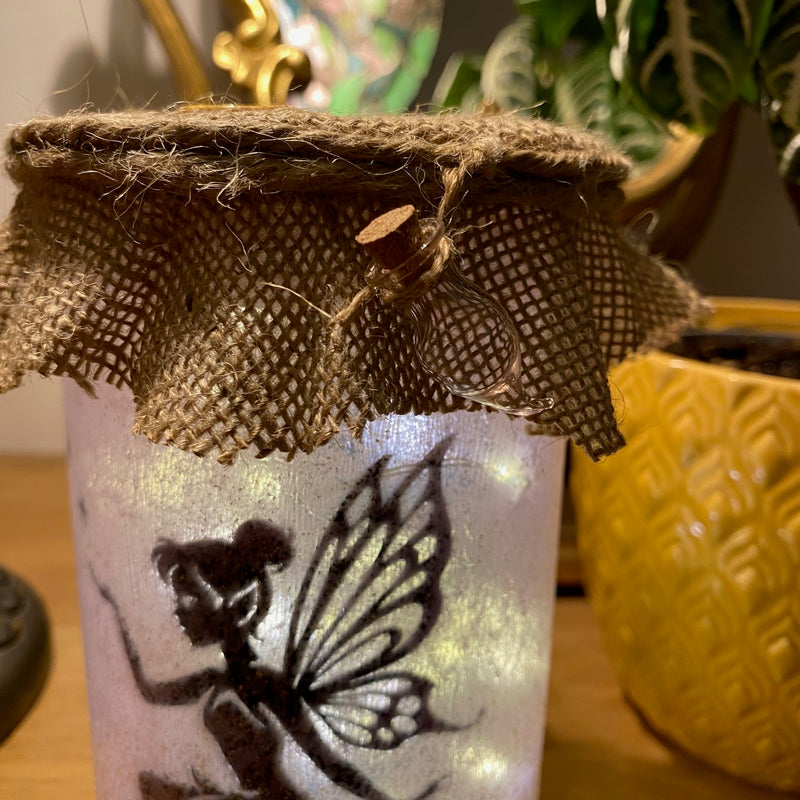 Lanterne artisanale - Fée rose - Fiole rose et clef à l'ancienne