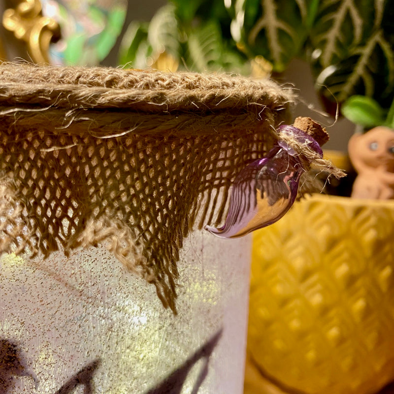 Lanterne artisanale - Fée rose - Fiole parme et clef florale