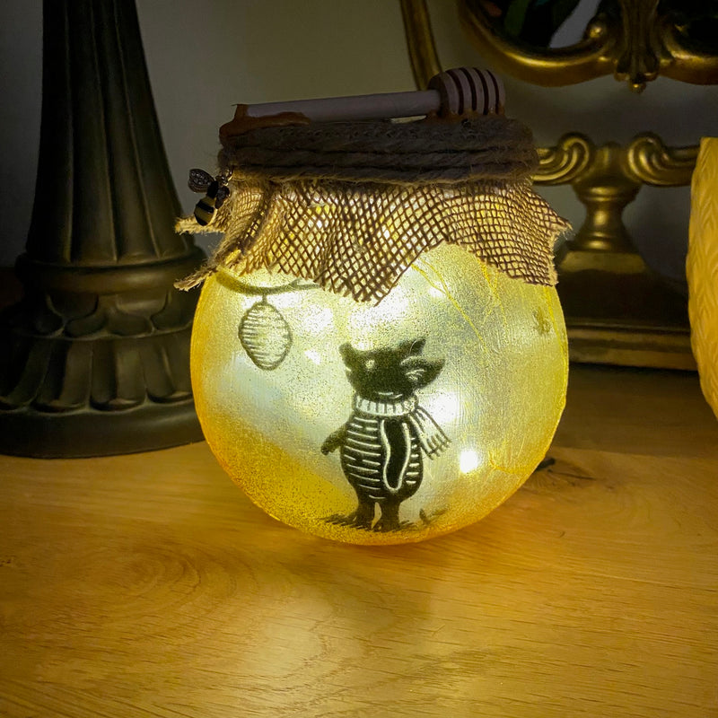 Lanterne artisanale en verre – Inspirée de Winnie et son pot de miel