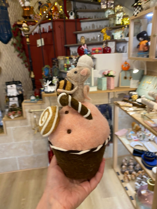 Décoration de Noël – Cupcake et Souris en laine feutrée