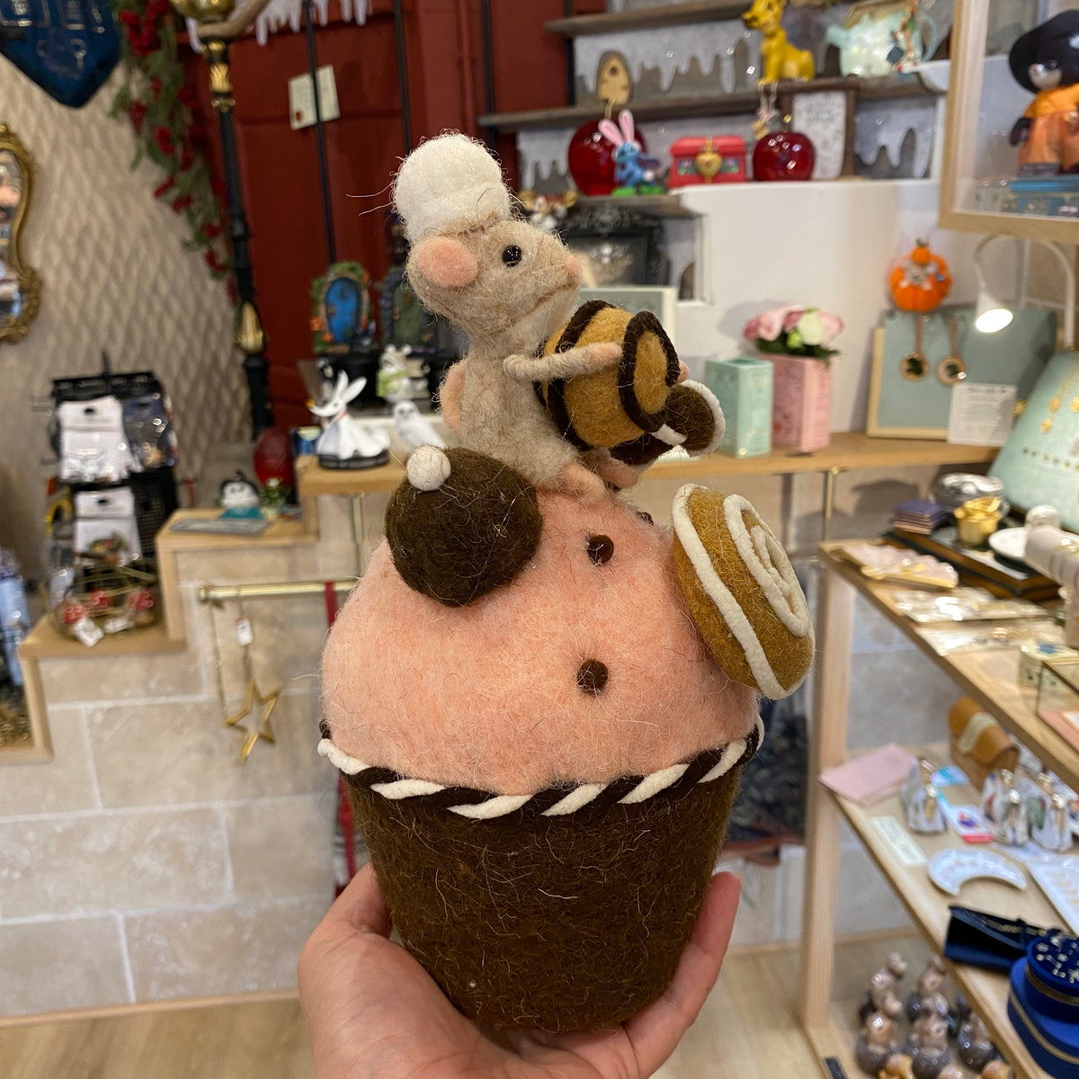 Décoration de Noël – Cupcake et Souris en laine feutrée