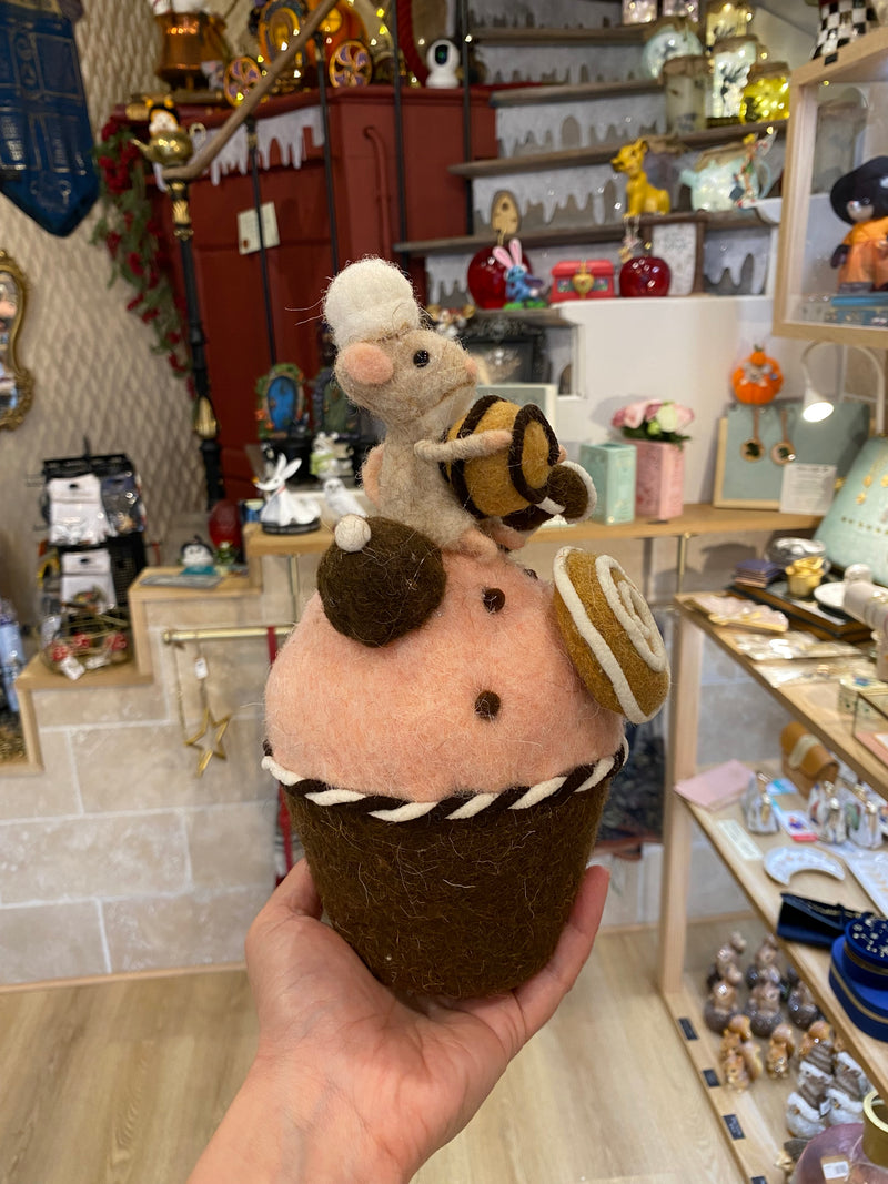 Décoration de Noël – Cupcake et Souris en laine feutrée