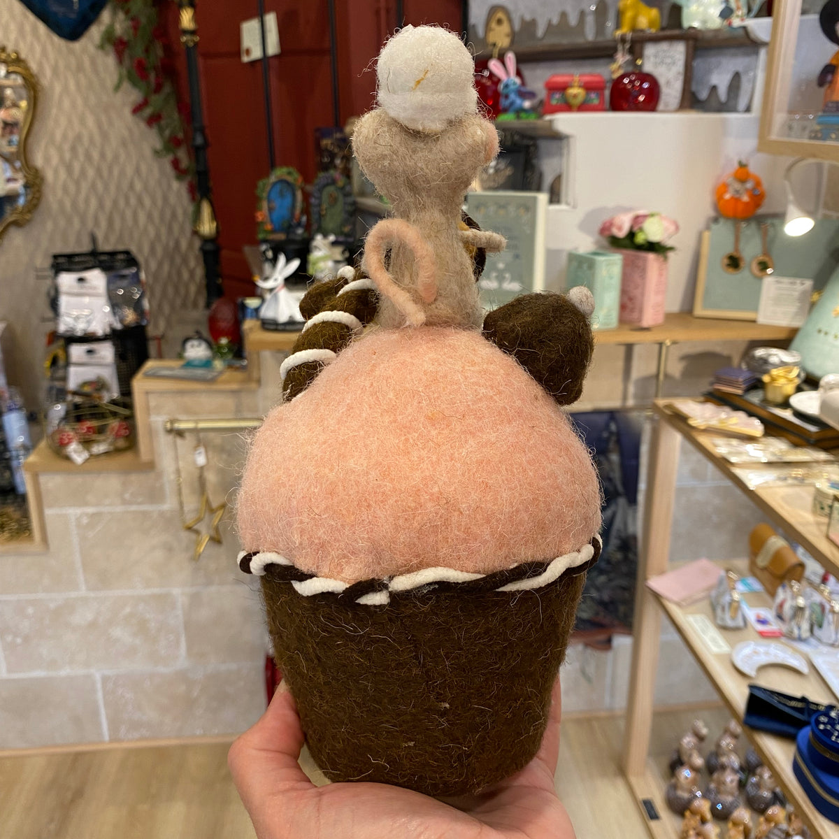 Décoration de Noël – Cupcake et Souris en laine feutrée