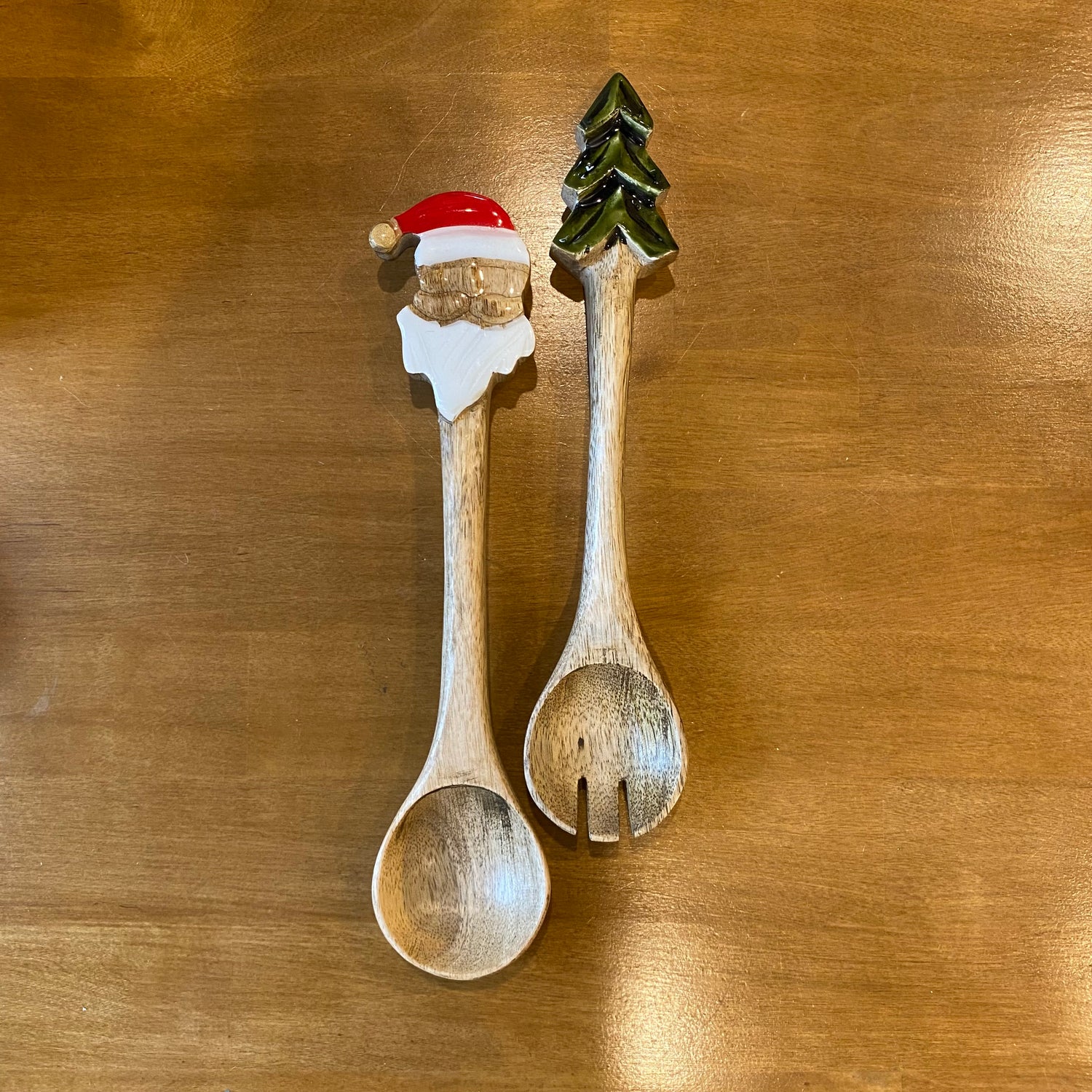 Paire de couverts à salade de Noël – Bois de manguier