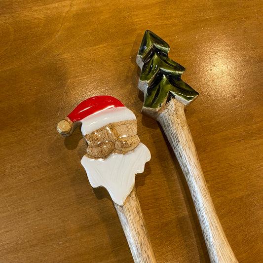 Paire de couverts à salade de Noël – Bois de manguier