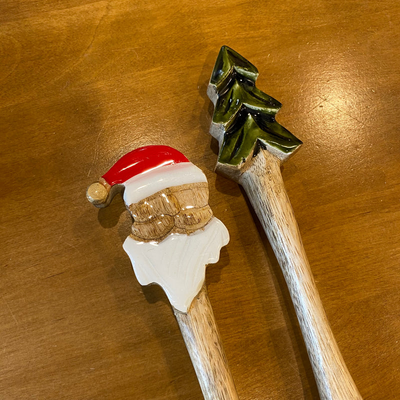 Paire de couverts à salade de Noël – Bois de manguier