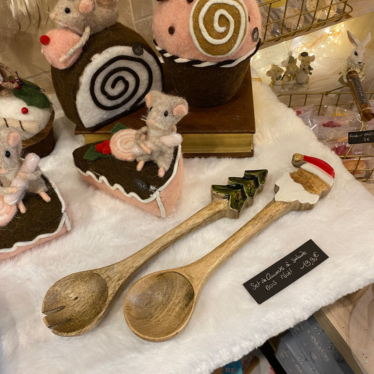 Paire de couverts à salade de Noël – Bois de manguier