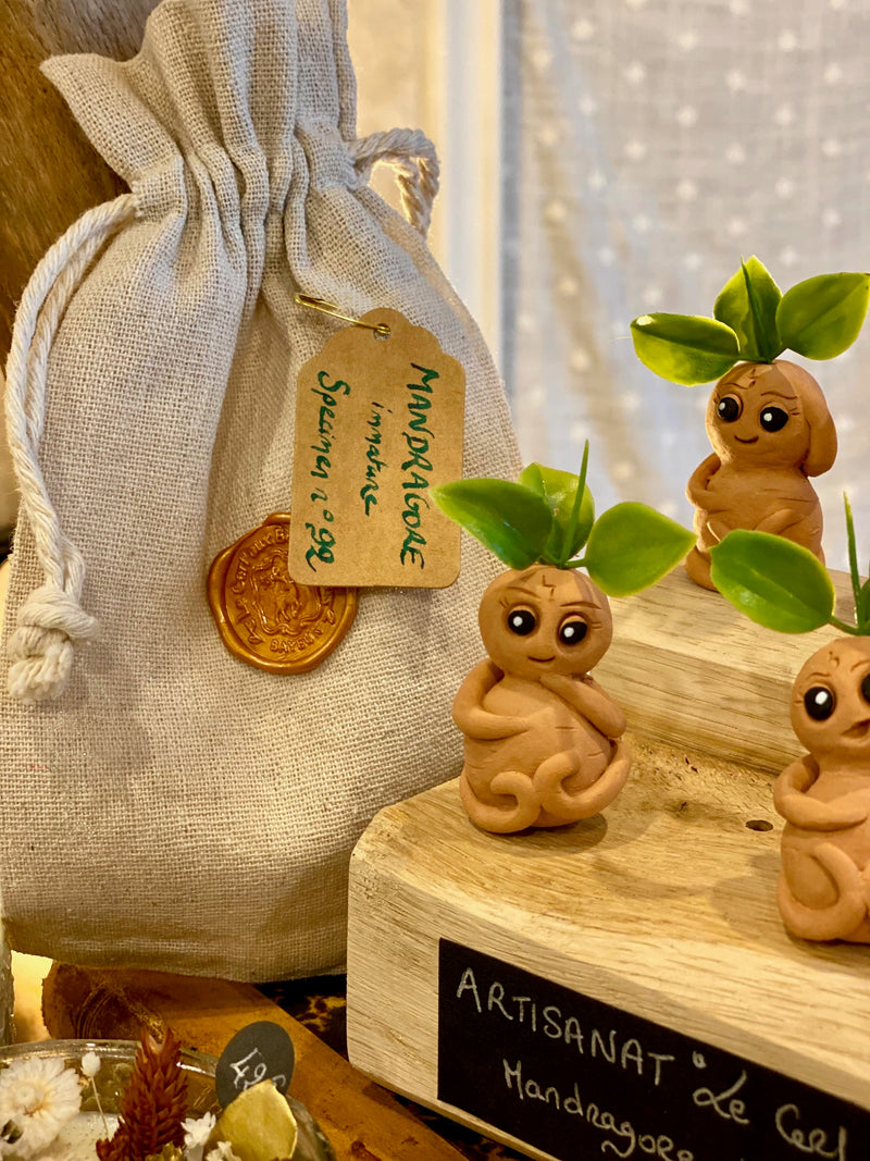 Figurine Mandragore Artisanale en Argile – Décoration de Plante