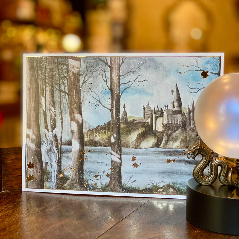 Illustration A5 Château de magie & biche vaporeuse – Univers féerique
