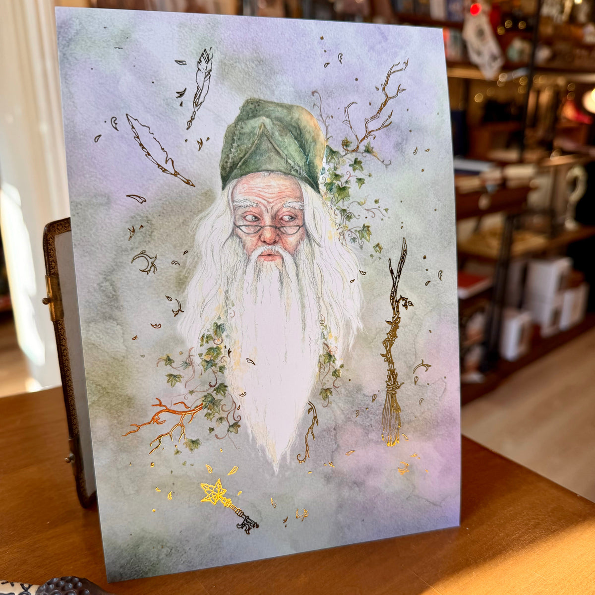 Illustration A5 Le Mage Vert – Affiche féerique – L’Or.angerie
