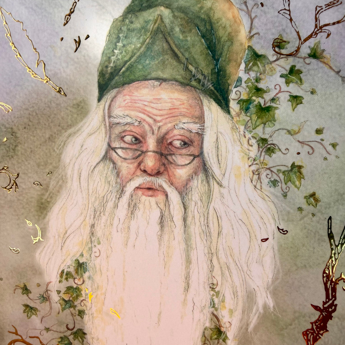 Illustration A5 Le Mage Vert – Affiche féerique – L’Or.angerie