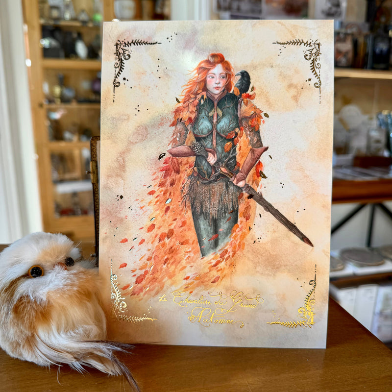Illustration Chevalière du grand Automne – Affiche fantasy – L’Or.angerie