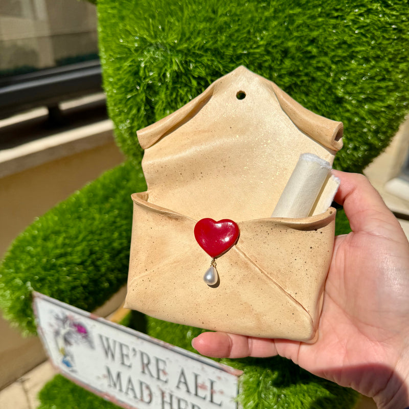 ARTISANAT Enveloppe murale Coeur et perle – Pièce unique – Le Cerf aux Bois Dorés