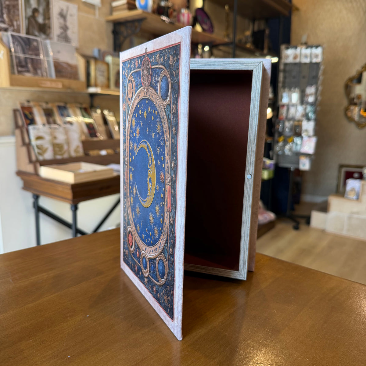 Boîte livre “Lune” – Coffret décoratif effet grimoire