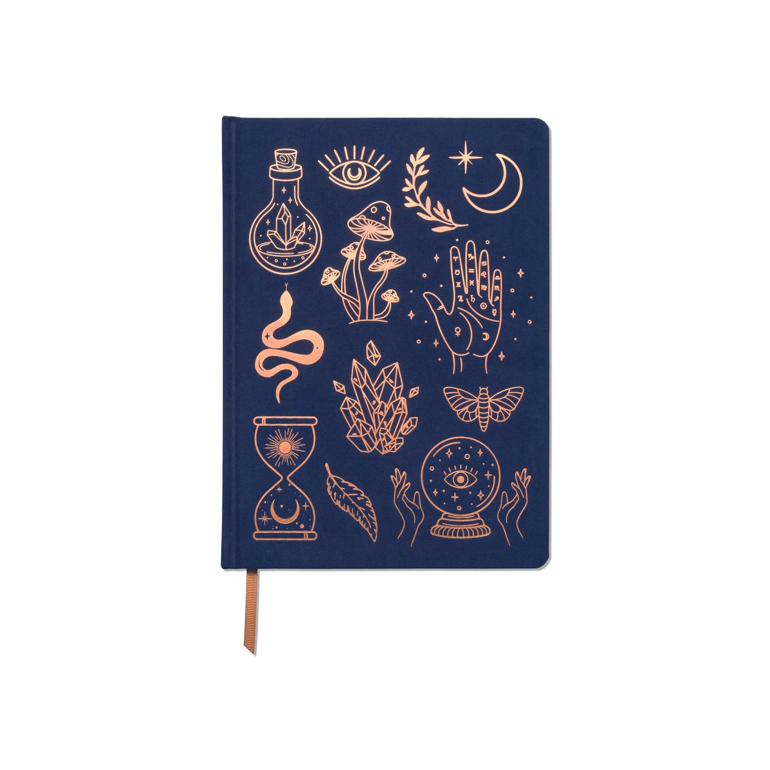 Carnet Mystique – Couverture en daim végétalien bleu nuit – 200 pages lignées