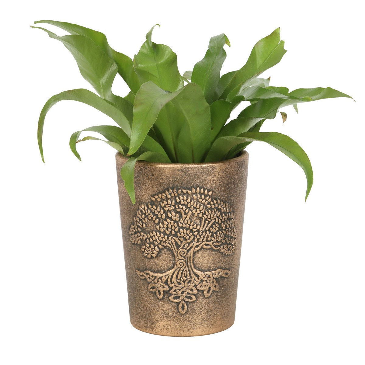 Pot de Fleurs Arbre de Vie en Terre Cuite Effet Bronze – Cache-Pot Celtique