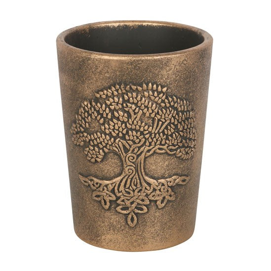 Pot de Fleurs Arbre de Vie en Terre Cuite Effet Bronze – Cache-Pot Celtique