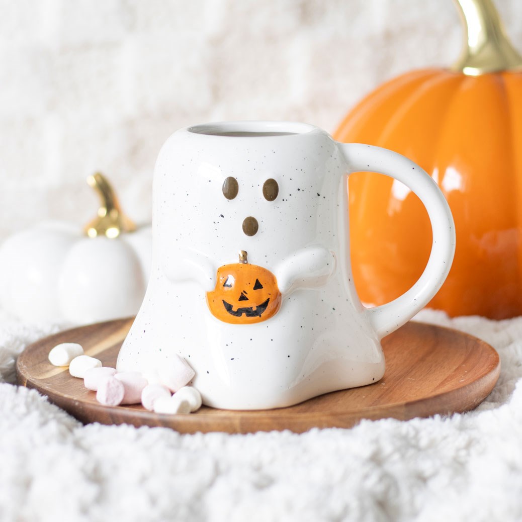 Mug Fantôme en Céramique avec Citrouille – Collection Peekaboo Halloween