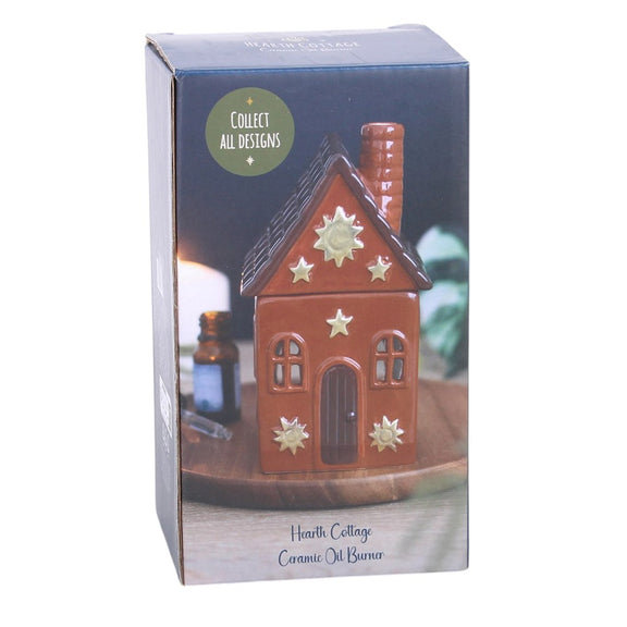 Brûle-parfum maison cottage rouge en céramique pour fondant parfumé, décoration cottagecore