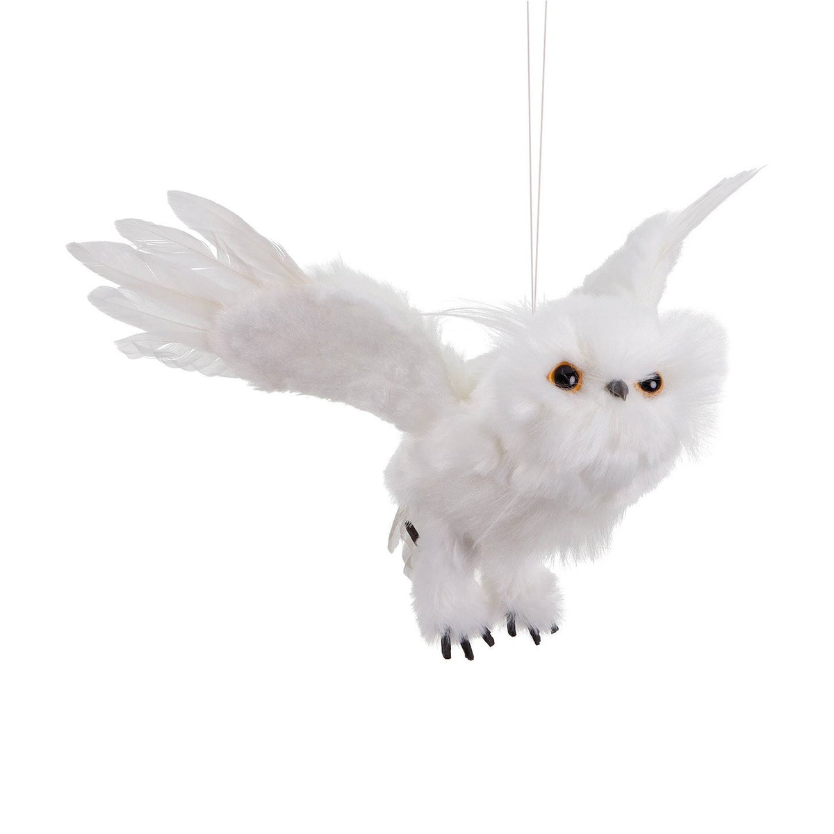 Chouette blanche décorative à suspendre – Ailes déployées 30 cm