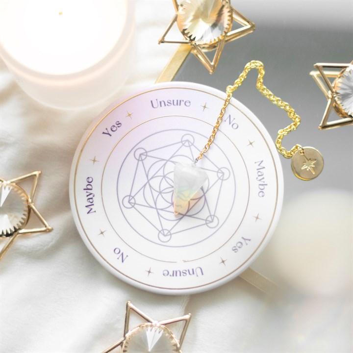 Kit de divination pendule opalite – Fleur de Vie