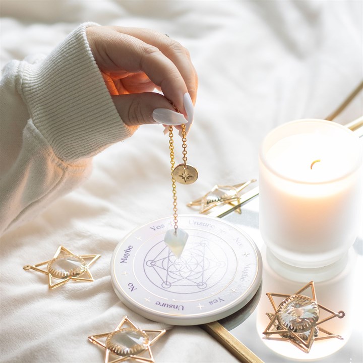 Kit de divination pendule opalite – Fleur de Vie
