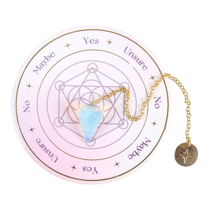 Kit de divination pendule opalite – Fleur de Vie