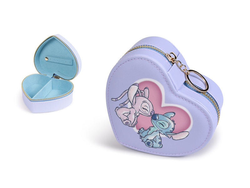 Boîte à bijoux Disney Stitch & Angel – Format cœur – Lilas pastel