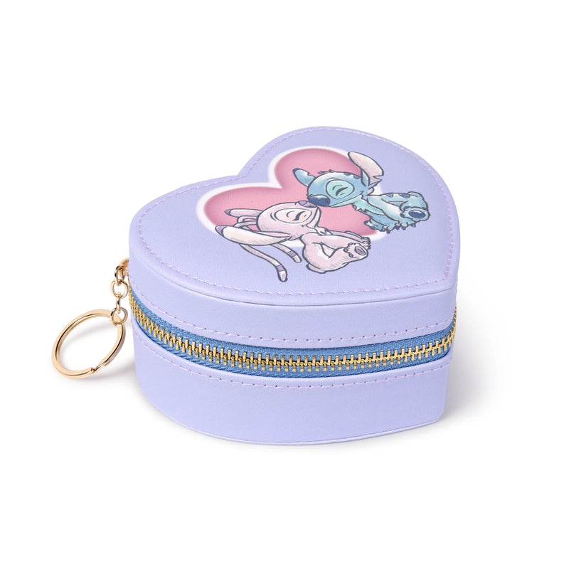Boîte à bijoux Disney Stitch & Angel – Format cœur – Lilas pastel