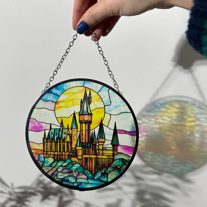 Attrape-soleil « École de Sorcellerie » – Effet vitrail en verre