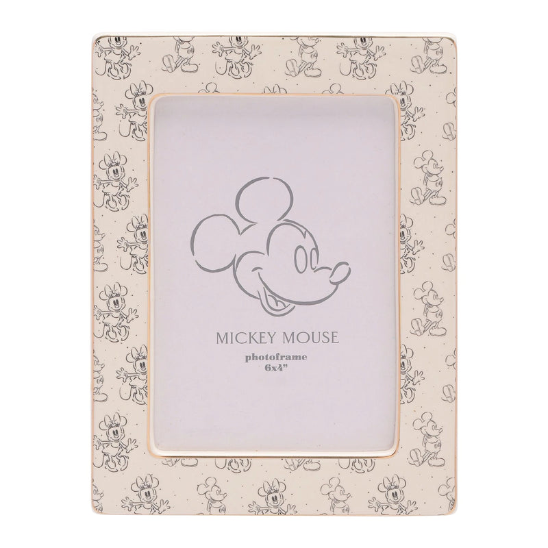 Cadre Photo Disney Mickey & Minnie – Céramique Blanche et Dorée