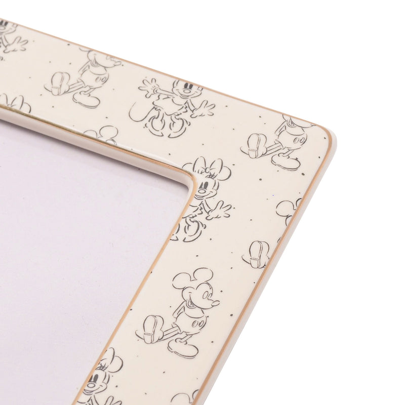 Cadre Photo Disney Mickey & Minnie – Céramique Blanche et Dorée
