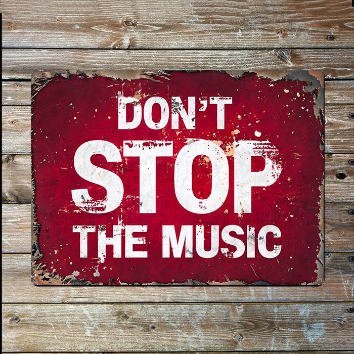 Plaque métal - Don't stop the music