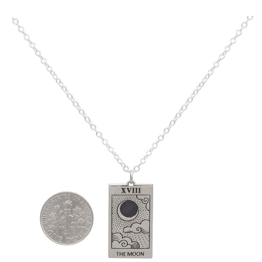 Collier Carte de Tarot – The Moon (La Lune) – Argent Massif Recyclé