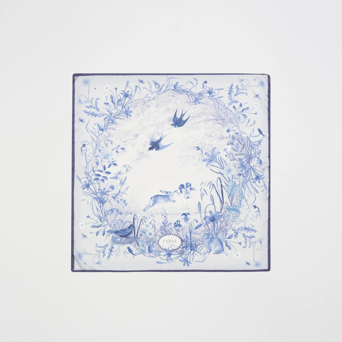 Foulard carré Fable England – Running Bunny Blue
