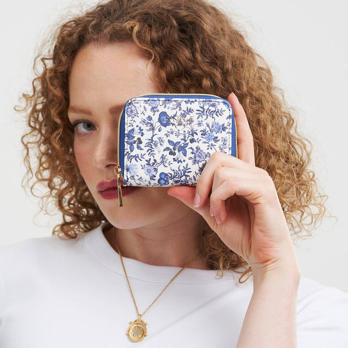 Portefeuille – Fable England – Porte-Cartes & Monnaie Floral Bleu